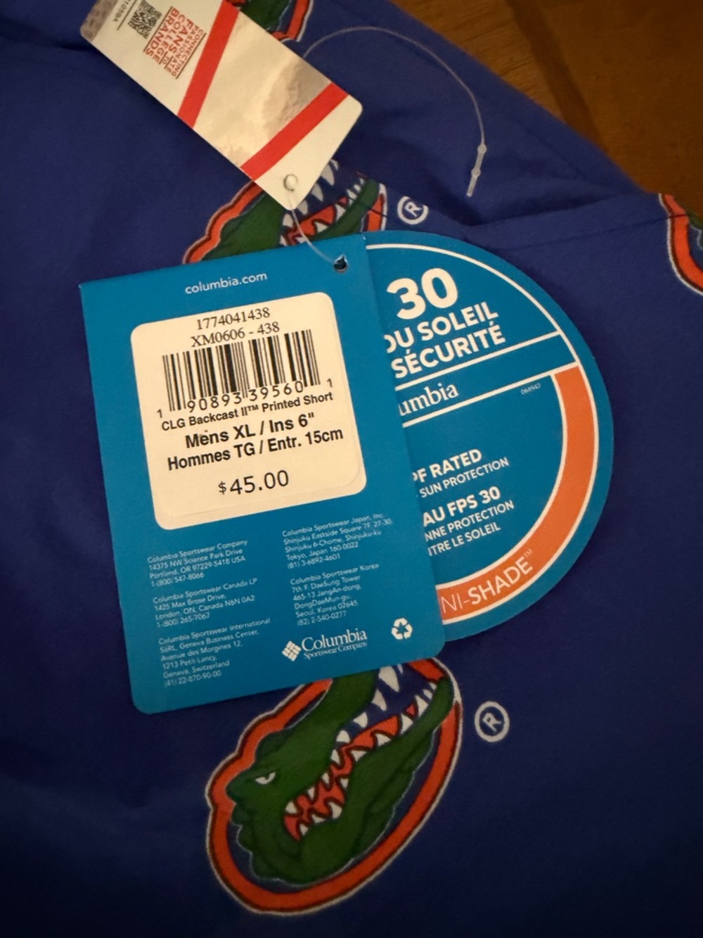 Columbia Royal Blue Florida Gators Swim Trunks XL - Picture 3 of 3